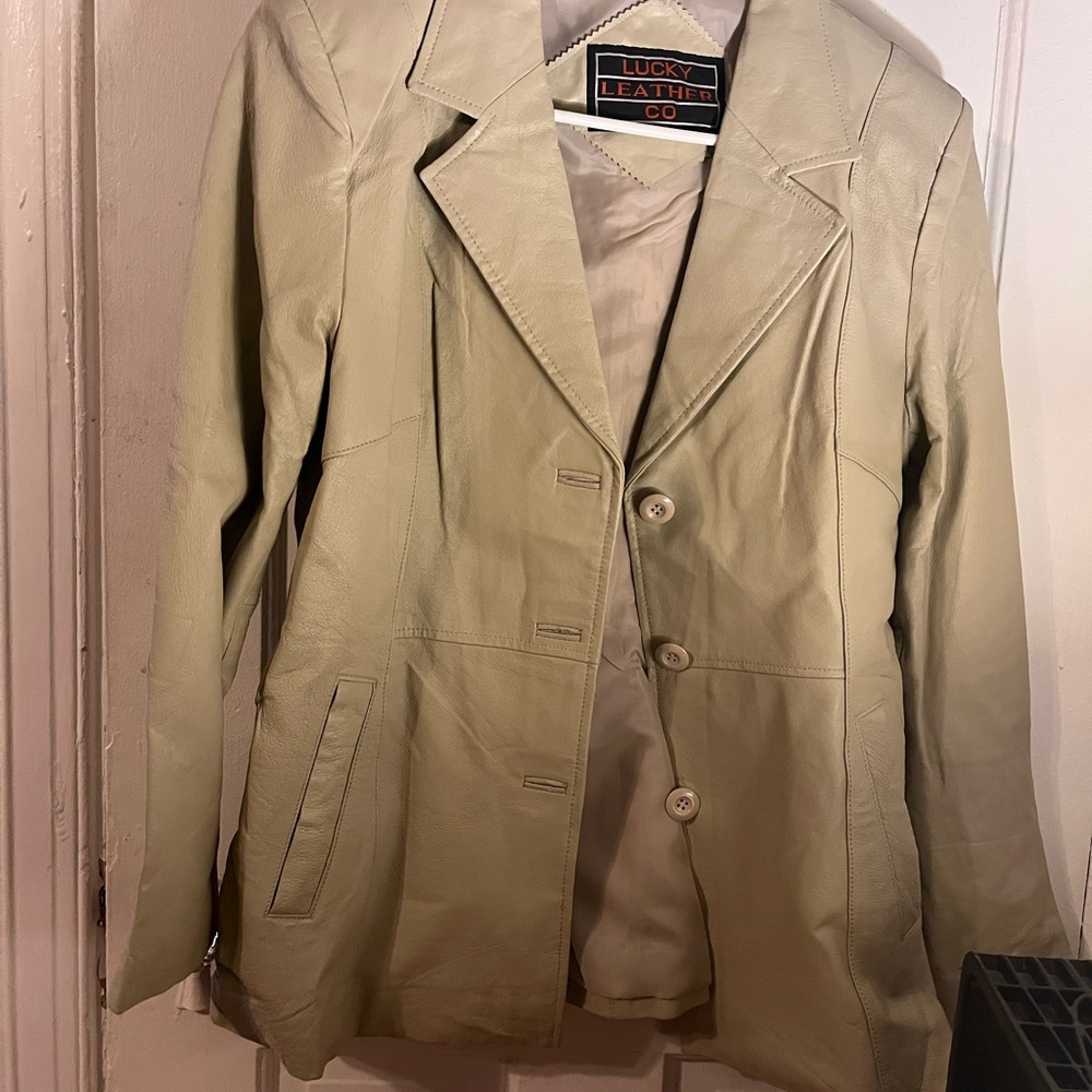 Cream Leather Jacket